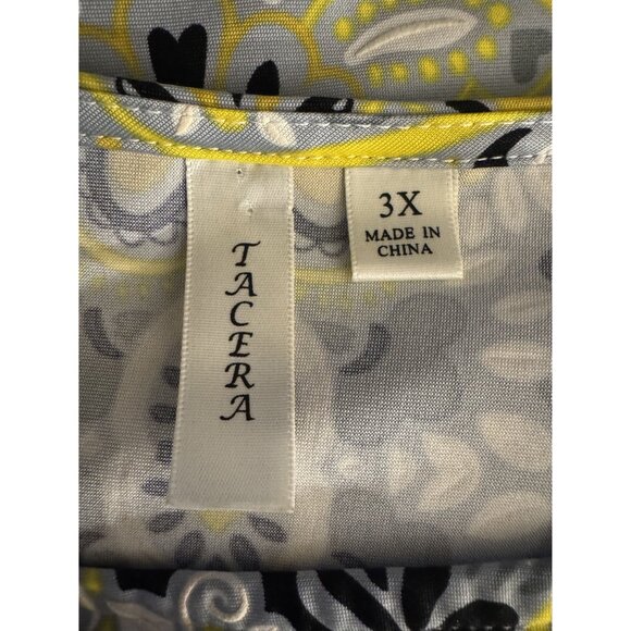 Tacera Black Yellow Paisley Print Keyhole Midi Shift Dress Size 3X 22 24 Plus Sz - Picture 4 of 6